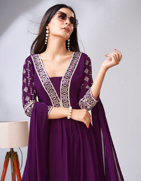 elegant purple georgette traditional function wear readymade suit collection with purple georgette rt8787-184160 Side View